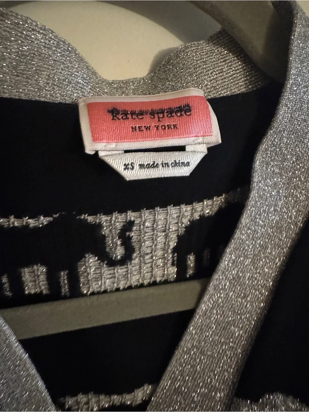 kate spade Black V-Neck Cardigan with Silver Elephant Motif- send an offer ❤️